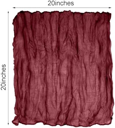 Nydotd 6pcs Gauze Cheesecloth Napkins 20 x 20 Inch Boho Dinner Napkins Wrinkled Rustic Linen Table Decorative Cloth Napkins for Wedding Party Baby Shower Family Everyday Use Easter (Burgundy Red)