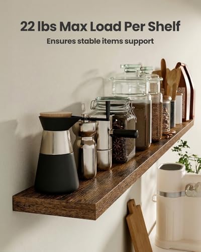 Amada 47.2" Floating Shelves for Wall Decor & Storage, Set of 3, Brown