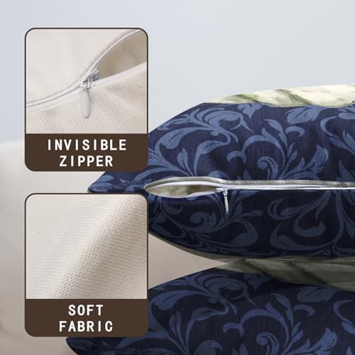 Fall Decorative Throw Pillow Covers 20 x 20 Inch Set of 2 Navy Blue White Pumpkin Outdoor Pillow Covers Autumn Thanksgiving Harvest Cushion Case for Farmhouse Living Room Decor