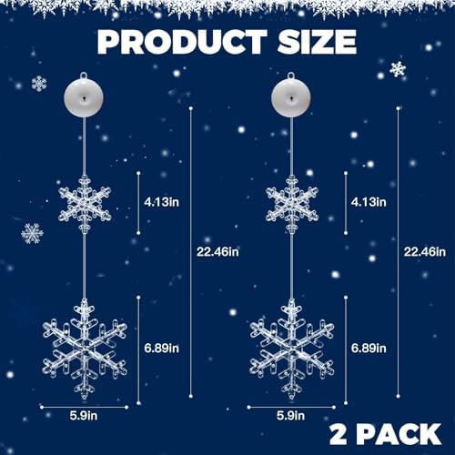suddus Christmas Window Lights Decoration, 2Pcs Snowflake Lights Cool White