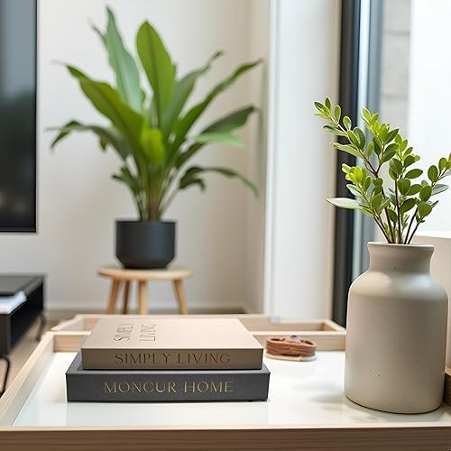 Decorative Books / Linen Storage Box / Apricot & Dark Gray / Set of 2