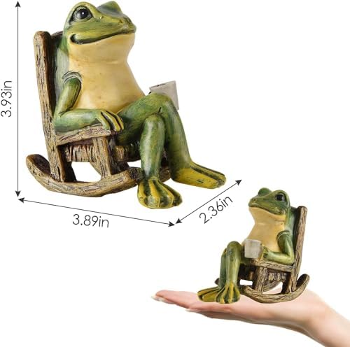 FOXMIS Miniature Frog Garden Statue Mom Dad Gifts Home Decorations Fairy Garden Accessories Outdoor Lights Solar Garden