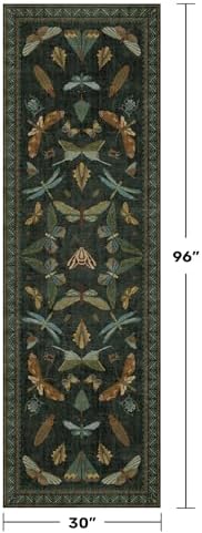 Hazo Haus 8 ft Long Hallway Runner Rug - Boho Green Rug for Kitchen Floor, Entrance Indoor, Washable Wide Runner Non