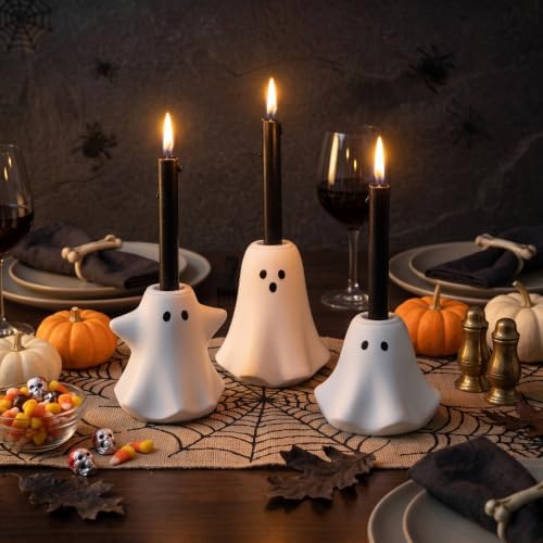 Halloween Ghost Taper Candle Holder, Spooky Halloween Candlestick Holders