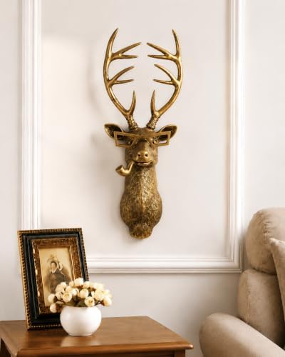 UITWMKTG Gold Deer Head Wall Decor - Modern Animal Wall Sculpture, Deer Wall Art for Living Room, Bedroom, Office, Gold