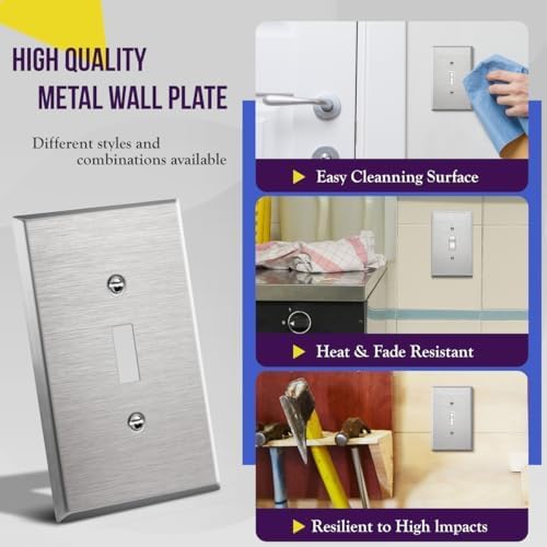 ENERLITES Toggle Light Switch Metal Cover Plate, Stainless Steel Wall Plate, Corrosion Resistant, Mid-Size 1-Gang 4.88"