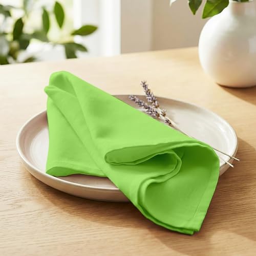 PurpleEssences Cloth Dinner Napkins 18x18 in Set of 12 - Apple Green