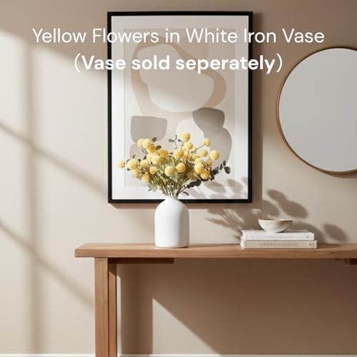 Yellow Flowers Artificial 10 Long Stems Kiku Flower With Eucalyptus