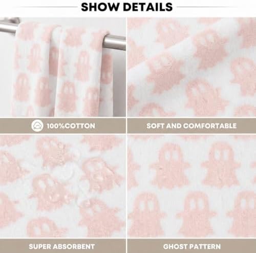 Artoid Mode 1 Pc Beige Pink Ghost Halloween Hand Towel for Bathroom