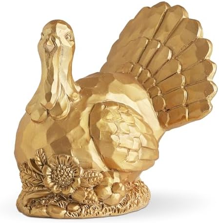 Thanksgiving Turkey Decor Gold Turkey Figurine Fall Harvest Tabletop