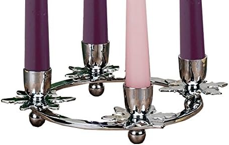 Biedermann & Sons Candle Holder - Snowflake Christmas Advent Wreath Candleholder, 8-Inch, Chrome