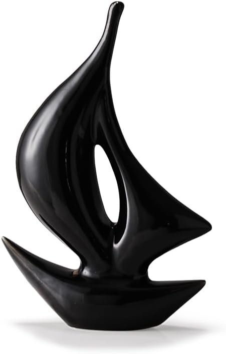 Sailboat Art Ceramic Statues / Black