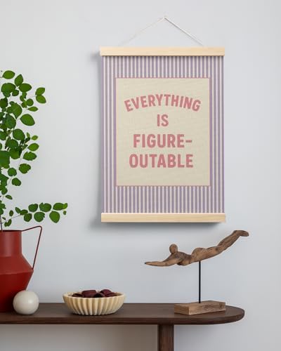 FGFK Everything Is Figureoutable Positive Affirmations Wall Art Poster Hanger Frame, Preppy Pink and Purple