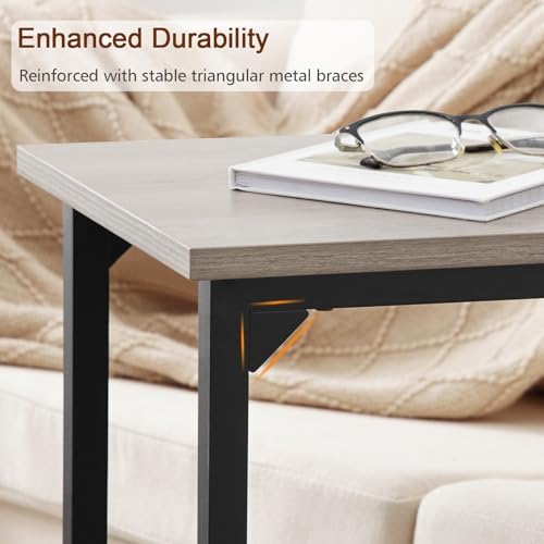 AMHANCIBLE C Shaped End Table Set of 2, Couch Side Table that Slide Under