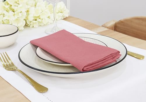 PurpleEssences Cloth Dinner Napkins 18x18 in Set of 12 - Dusky Rose