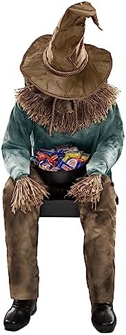 Spirit Halloween 4 Ft 6 In Scary Sitting Scarecrow Animatronic, Multicolor
