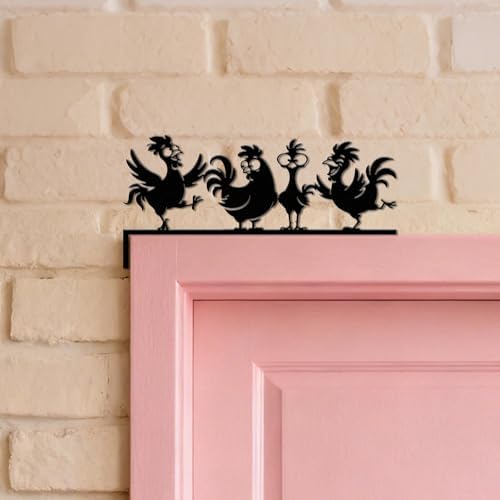 CUTHOLLOW Funny Rooster Door Topper Sign Metal Wall Art Decor