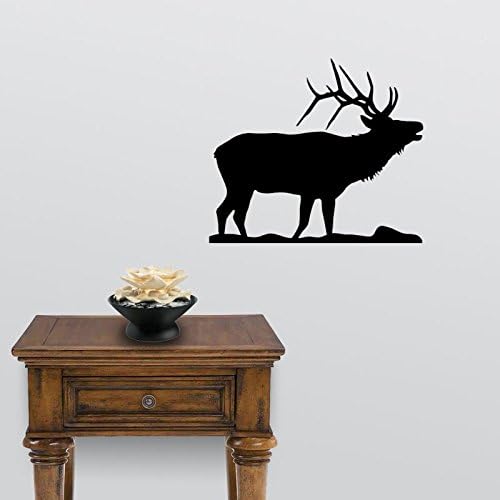 Bugling Elk Wall Decal / Large-reverse Facing / Black