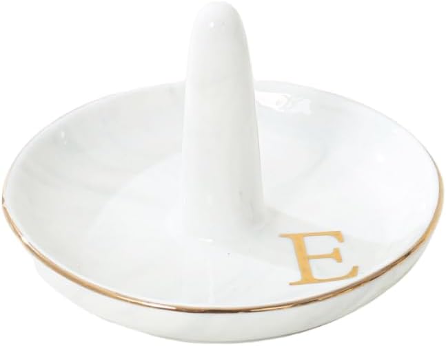 Personalised Marble Letter Ring Dish Holder / E