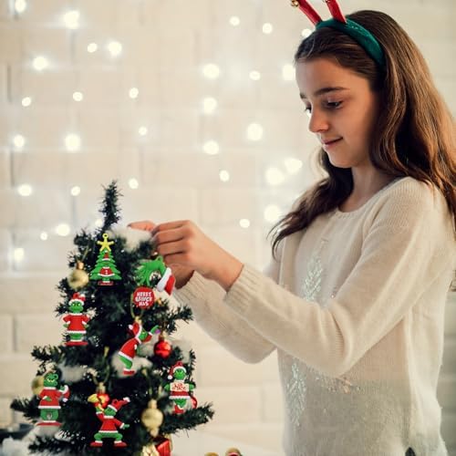 48Pcs Mini Christmas Collectible Dolls Figurines,Christmas Tree Hanging Ornament Gifts for Xmas Goodie Bag Stuffers Winter New Year Holiday Party Favors Decorations