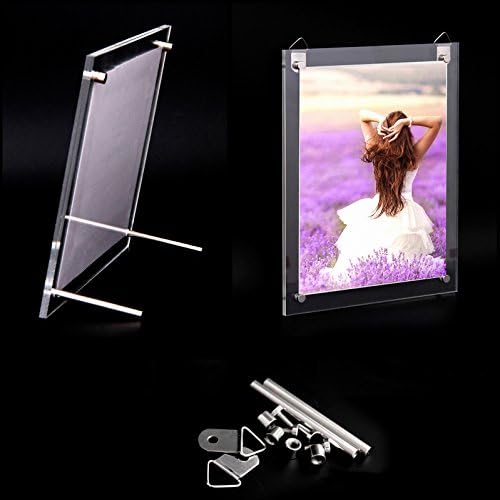 BFRed Acrylic Photo Frame Brackets Or Hanging Picture Frames,File Certificate Wall Mount Floating and Desktop Photo