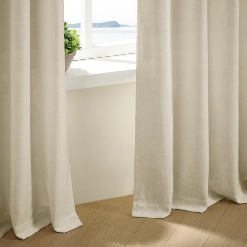 TWODRAPES 60 Inch Width 90 Inches Long Linen Pinch Pleated Curtains 1 Panel