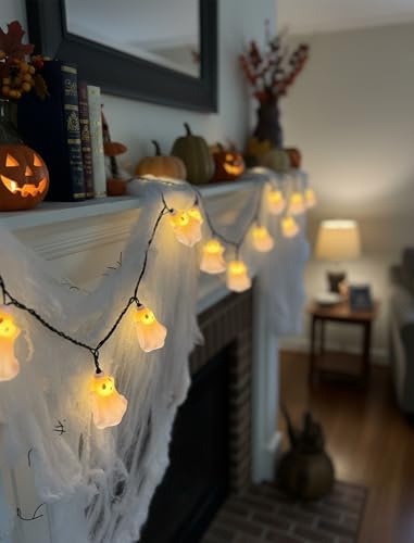 8.5FT Halloween White Ghost String Lights, Plug-in 10 LED Decor