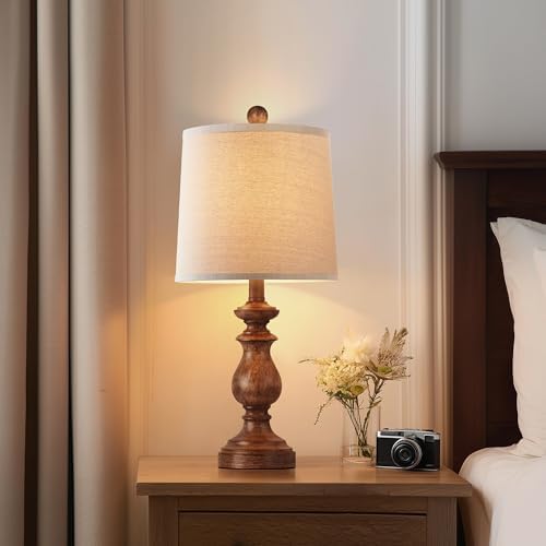 PARTPHONER Traditional Table Lamp Set of 2, Rustic Farmhouse Table Lamps for Living Room Bedroom, 22" Bedside Desk