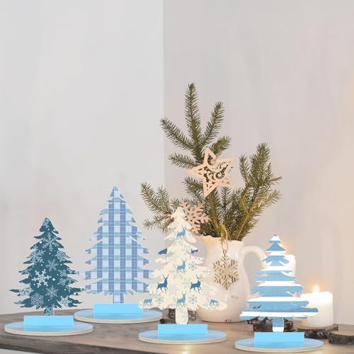 Namalu 16 Pcs Merry Christmas Tree Centerpiece Buffalo Plaid Snowflake