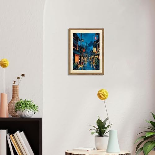 Framed Japanese Wall Art, Asian Tokyo Tea House Canvas Wall Decor Painting, Cool Japanese Night Posters Prints Pictures