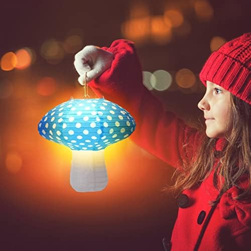 Windspeed 4Pcs Mushroom Shaped Paper Lanterns 8 &12 Inch Mushroom Lanterns