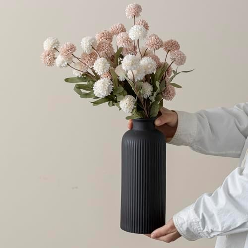 Large Modern Ceramic Vase Set / Large Black Mix / 10 Inch