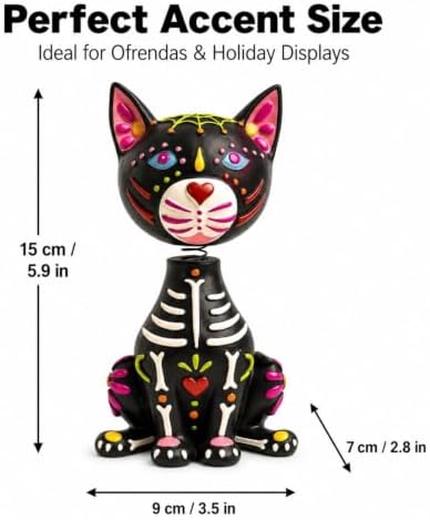 Day of The Dead Cat Figurines, Pet Ofrenda Decorations for Altar