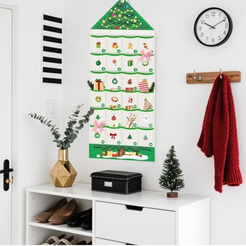 Christmas Advent Calendar, 24 Days Countdown Pocket Organizer Xmas Decor