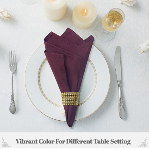 PLOYMONO Burgundy Cloth Napkins - 8 Pack 17" x 17" Polyester Dinner Napkins