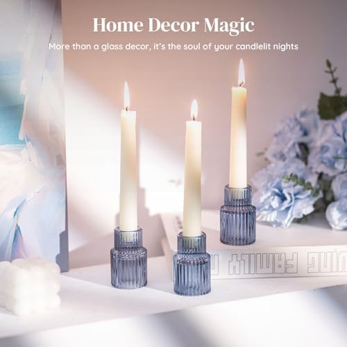 Glasseam Taper Candle Holders Bulk 20Pcs Small Candlestick for Coastal Decor