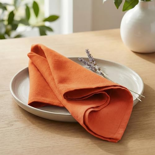 PurpleEssences Cloth Dinner Napkins 18x18 in Set of 12 - Orange