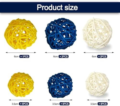 Qingbei Rina 20 PCS Decorative Balls for Bowls, Yellow Blue White