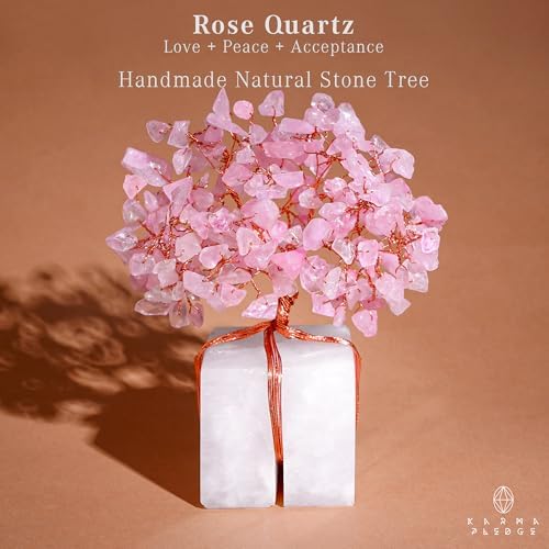 Rose Quartz Crystal Tree of Life Unique Birthday Gifts for Women, Mom, Sister, Friends. Handcrafted Chakra Healing
