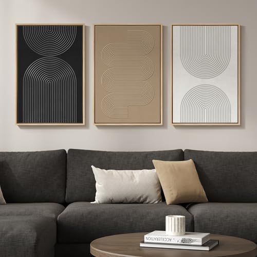 Framed Boho Abstract Wall Art Set, 3 Piece Modern 3D Artwork, 16x24 In