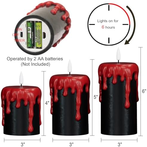 Wondise Halloween Flameless Candles with 6H Timer