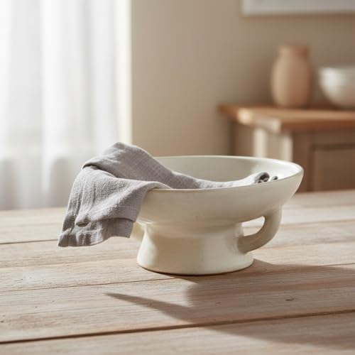 Stoneware Bowl w Reactive Glaze / White / 8.0" Round x 3.75" Tall