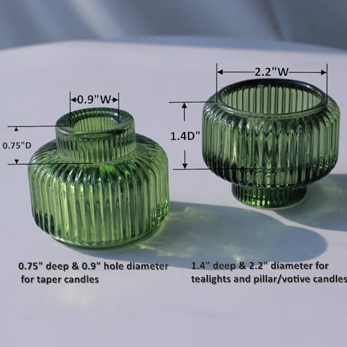Woho Green Candlestick Holders Set of 4, Taper Candle Holders for Christmas