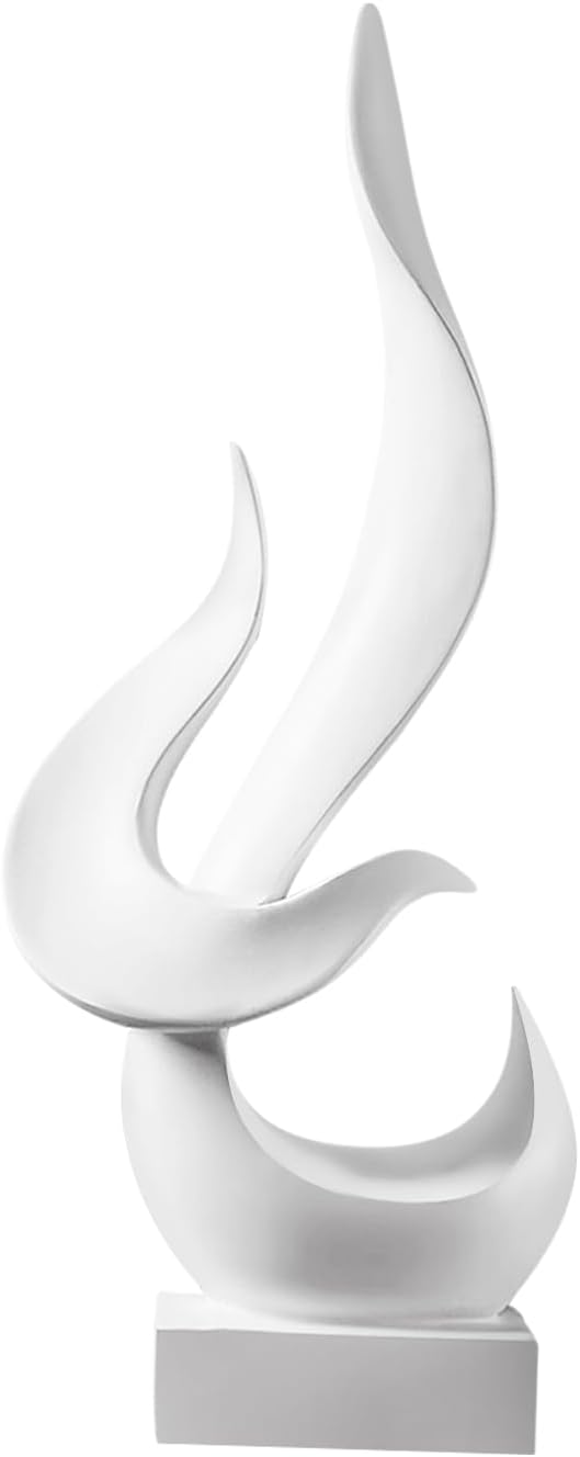 Decor Modern Flame Statue / White
