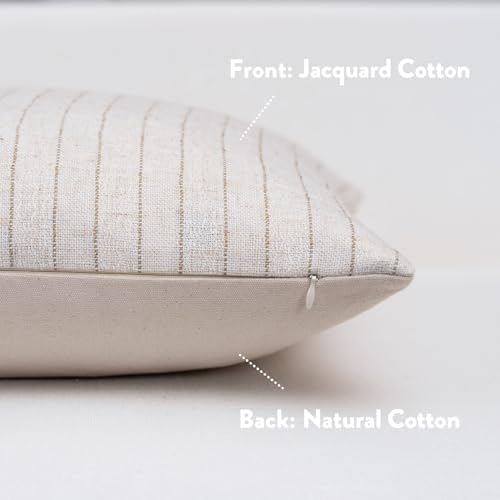 Decorative Neutral Throw Pillow Covers Farmhouse Pillow Covers Cotton Stripe / Pinstripe / 18 x 18