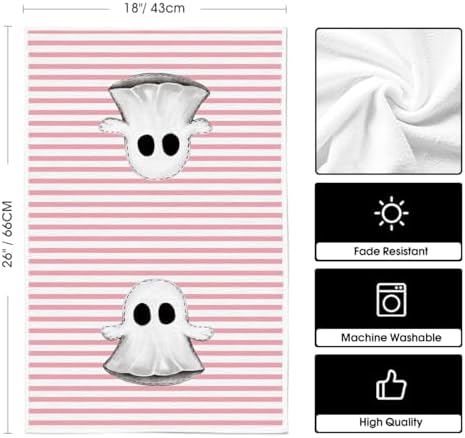 Artoid Mode Pink Ghost Halloween Kitchen Towels Set of 4 18x26 Inch