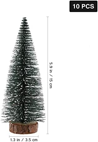 10Pcs Mini Christmas Tree Snow Snow Frost Trees Bottle Brush Winter Ornaments Tabletop for Christmas Party Home Decoration (15cm)