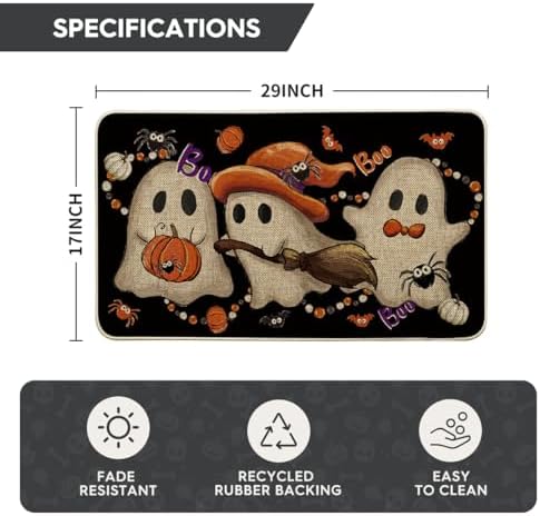 Artoid Mode Ghost Pumpkin Halloween Doormat 17x29 Inch