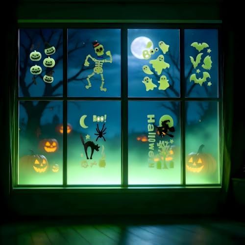 Gift&Fun 6Sheets Halloween Gel Window Clings,Halloween Window Stickers
