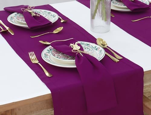 PurpleEssences Cloth Dinner Napkins 18x18 in Set of 12 - Purple
